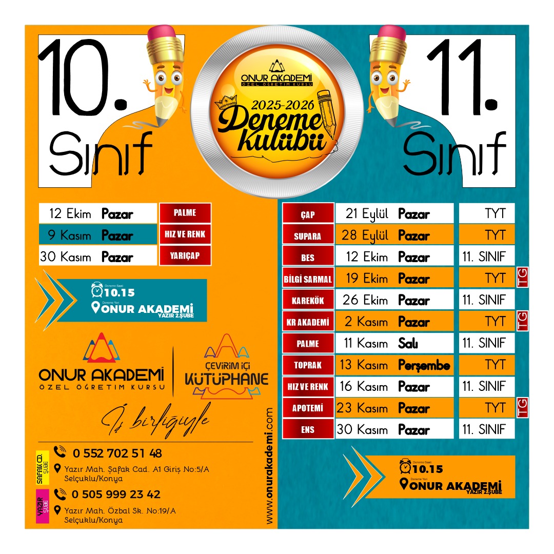2025-2026 deneme takvimi